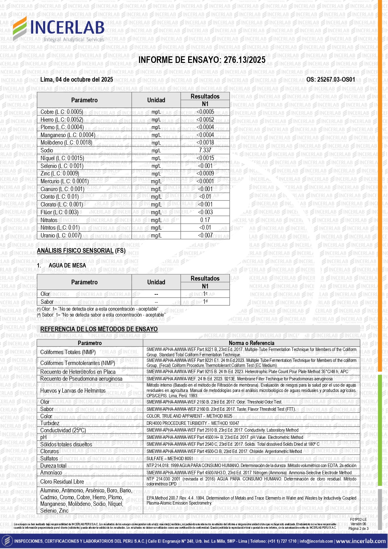 Constancia de Ensayos en el Laboratorio