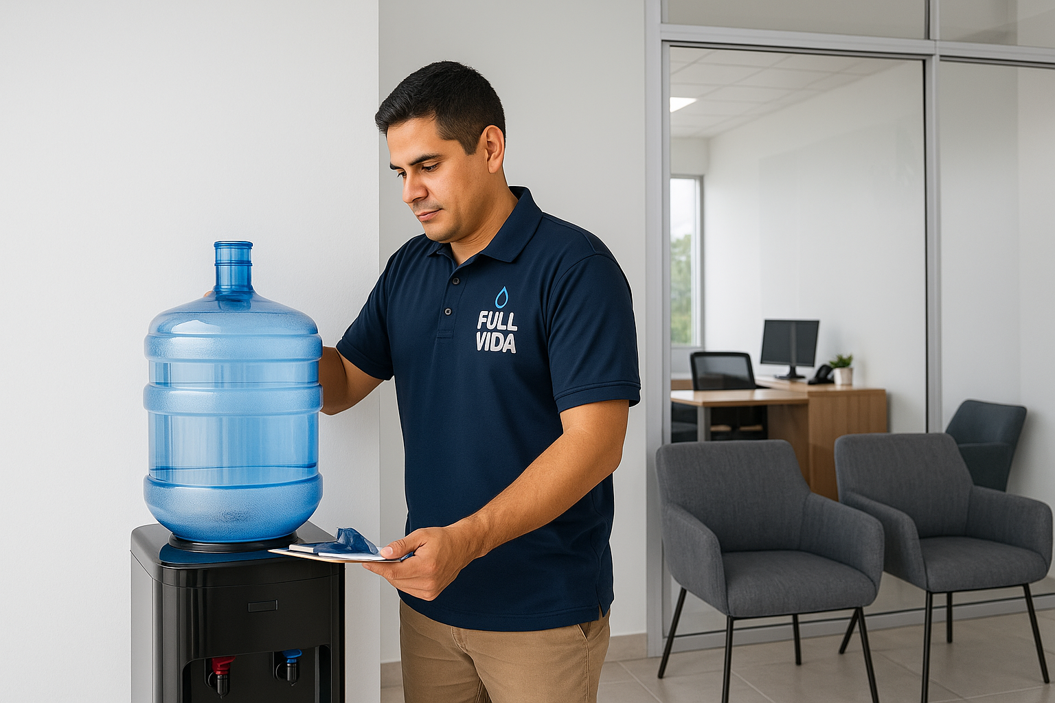 Dispensador de agua instalado en oficina