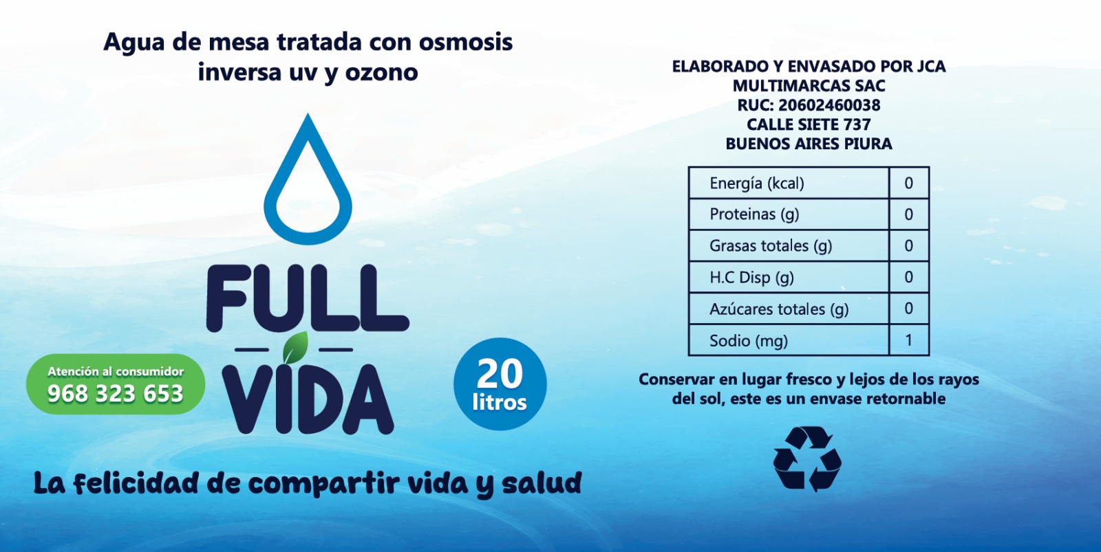 Ejemplo de etiqueta con información sanitaria y lote