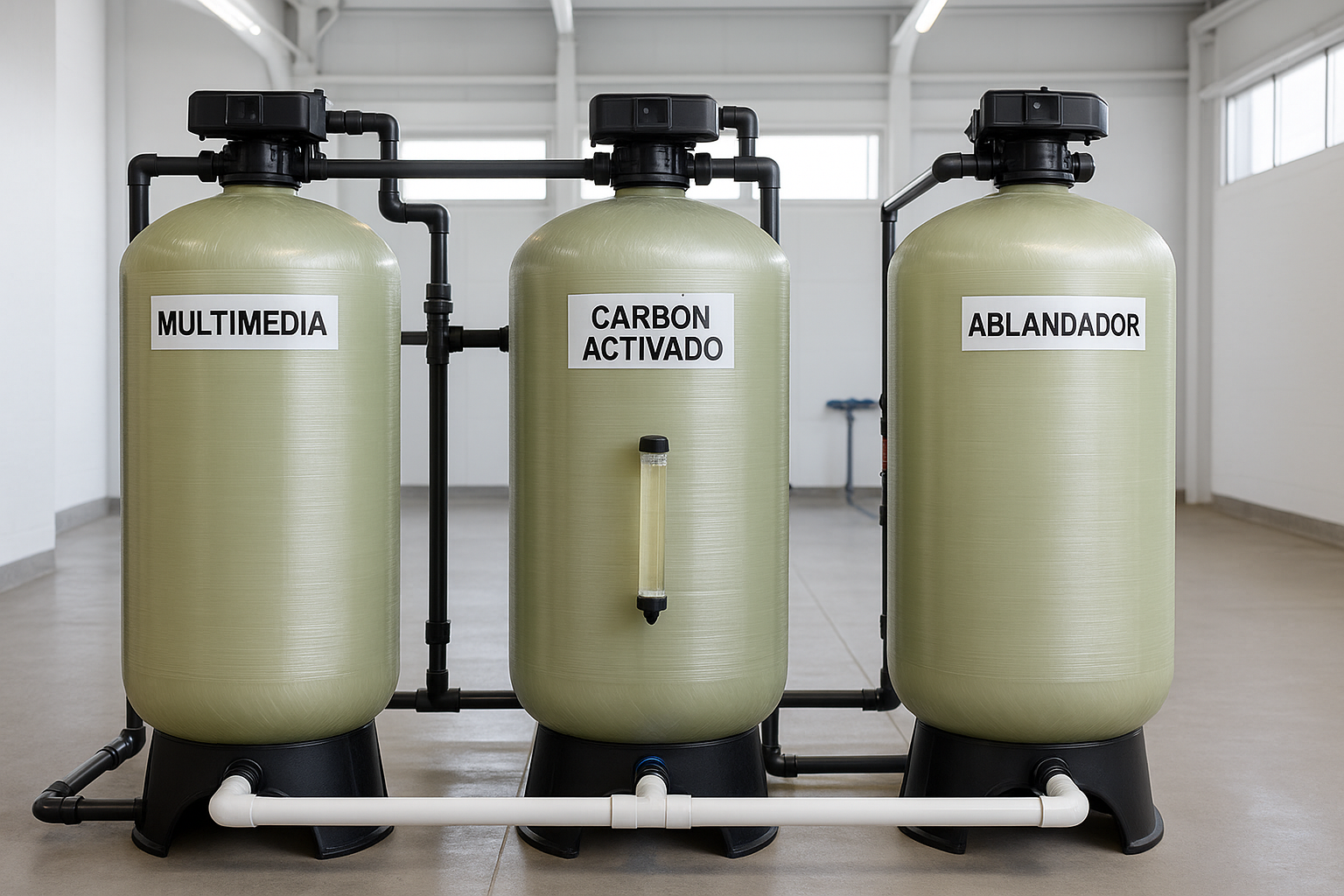 Ingreso de agua y pretratamiento con carbón/filtro de malla