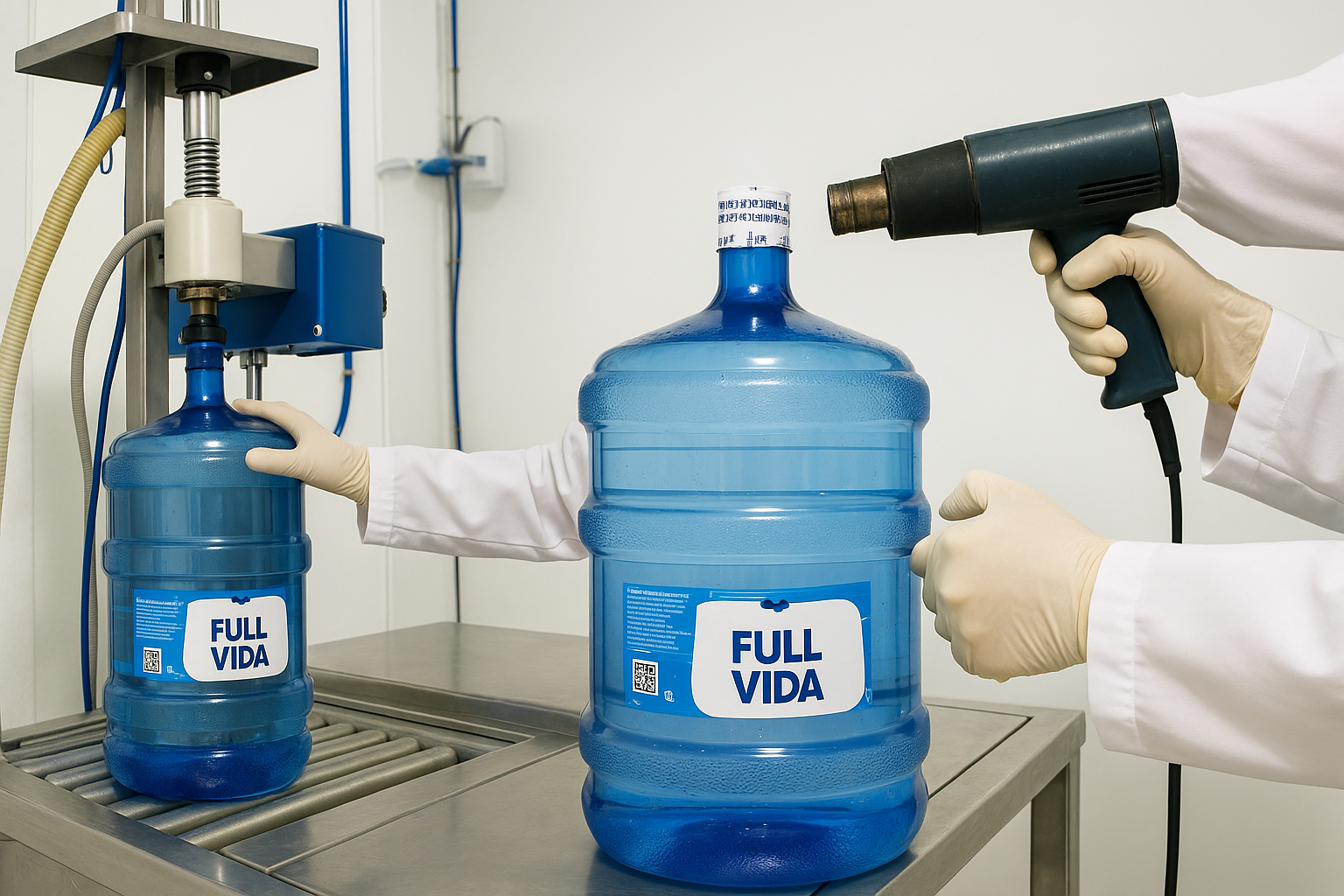 Línea de envasado y tapado automático